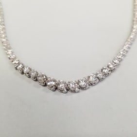 Approx. 9.0 tcw natural diamond eternity necklace set in 18K white gold- 32g set with 130 diamonds;