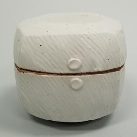 Warren Mackenzie stamped 2-piece button box- 5 1/4"H 6"D