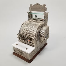 National Model #317 "Candy Store" cash register- nickel plated- serial #S15365P- 21"H 11 1/2"W 16"D,