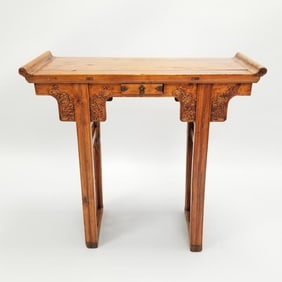 Antique Yumu elmwood altar table- 33"H 33 7/8"W 12 1/2"D
