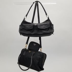 3 Prada nylon bags, etc.(some wear) larger- 6" x 15" x 4"