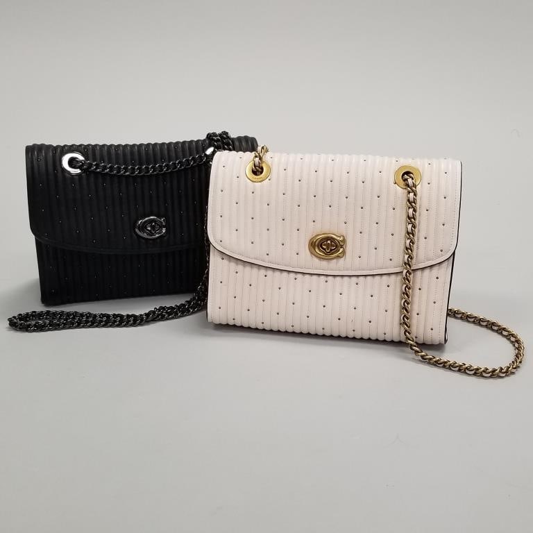 2 Coach Parker studded leather shoulder bags- 8" x 10" x 4": 2 Coach Parker studded leather shoulder bags- 8" x 10" x 4"