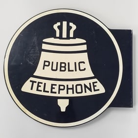 Double sided public telephone advertising flange sign (light scratches) 18"H 20"W