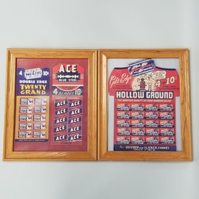 2 advertising razor blades display including Gilt Edge, Ace & Twenty Grand- 16 1/4"H 13 1/4"W
