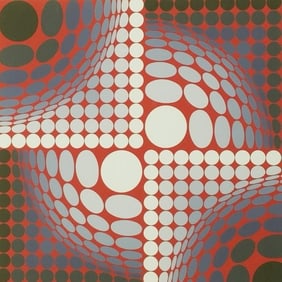 (Victor) Vasarely pencil signed & numbered E.A. XXI/XXV serigraph- 37 1/2"H 35 1/2"W framed O.D.