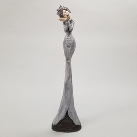 (Crissy) Catt signed low fired white clay figural sculpture- 36"H