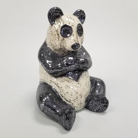 Jobi- Brazil mosaic glass panda bear sculpture- 17"H 13"W 13"D