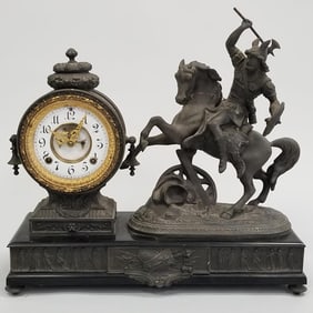 Ansonia figural clock- 18"H 20"W 7"D