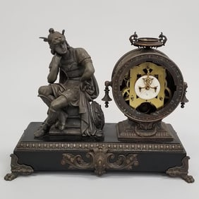 Ansonia figural statue clock (as is- missing dial, etc.) 15"H 18"W 8"D