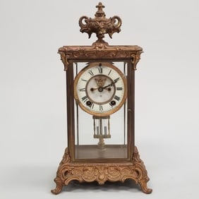Ansonia ornate crystal regulator clock- 16"H 9"W 8"D