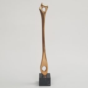 Keiff (Antonio) signed & numbered bronze abstract sculpture on black marble base- 28 1/4"H 4"W 4"D