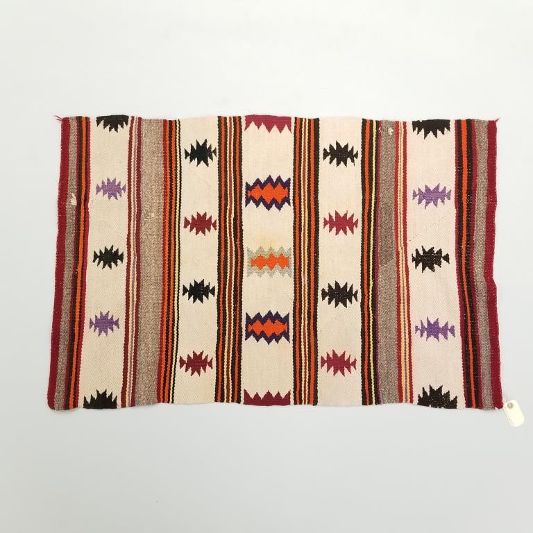 Vintage Navajo rug (as seen- hole, stains) 40" x 26": Vintage Navajo rug (as seen- hole, stains) 40" x 26"