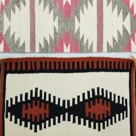 2 Navajo weavings including saddle blanket- 39" x 23" & 31" x 20"