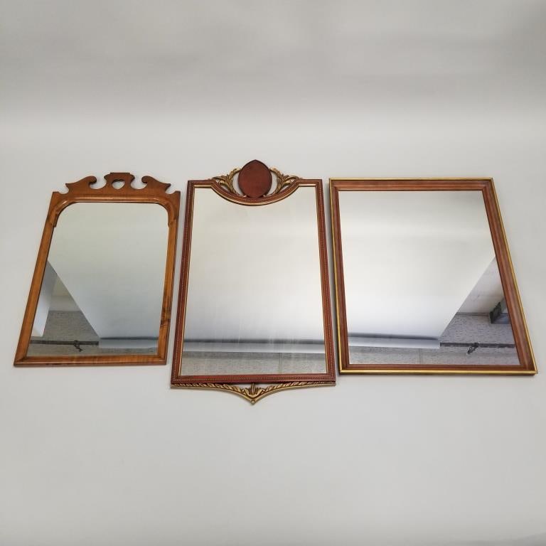 3 framed mirrors incl tiger maple- 40 1/2"H tallest; 25 3/4"W widest (1 of 16)