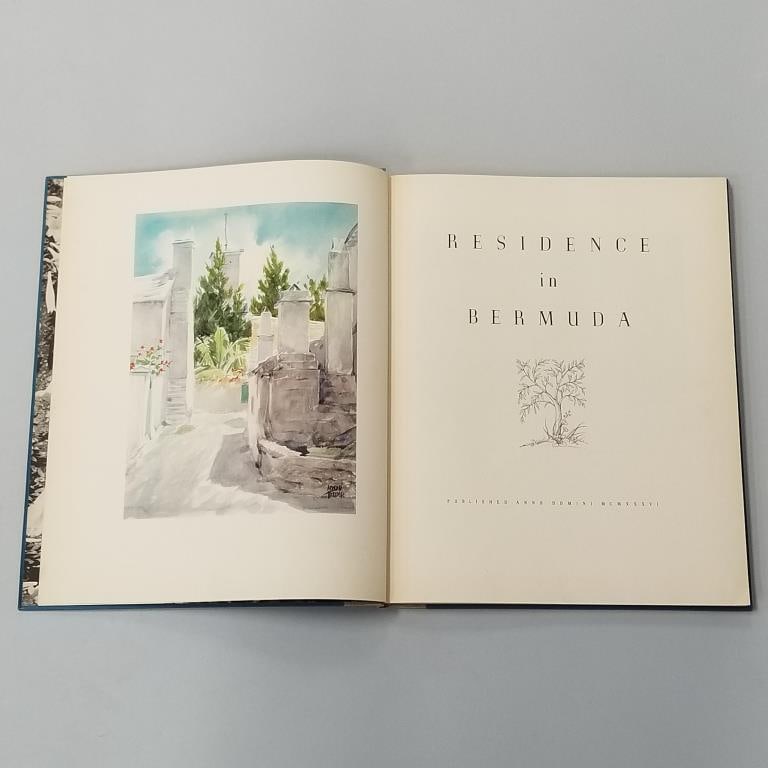 Book- Residence in Bermuda #166 of 2000- 1936 Edward Stern & Co with cardboard sleeve (some pages: Book- Residence in Bermuda #166 of 2000- 1936 Edward Stern & Co with cardboard sleeve (some pages tears) 15 1/2" x 12 1/2" x 3/4"