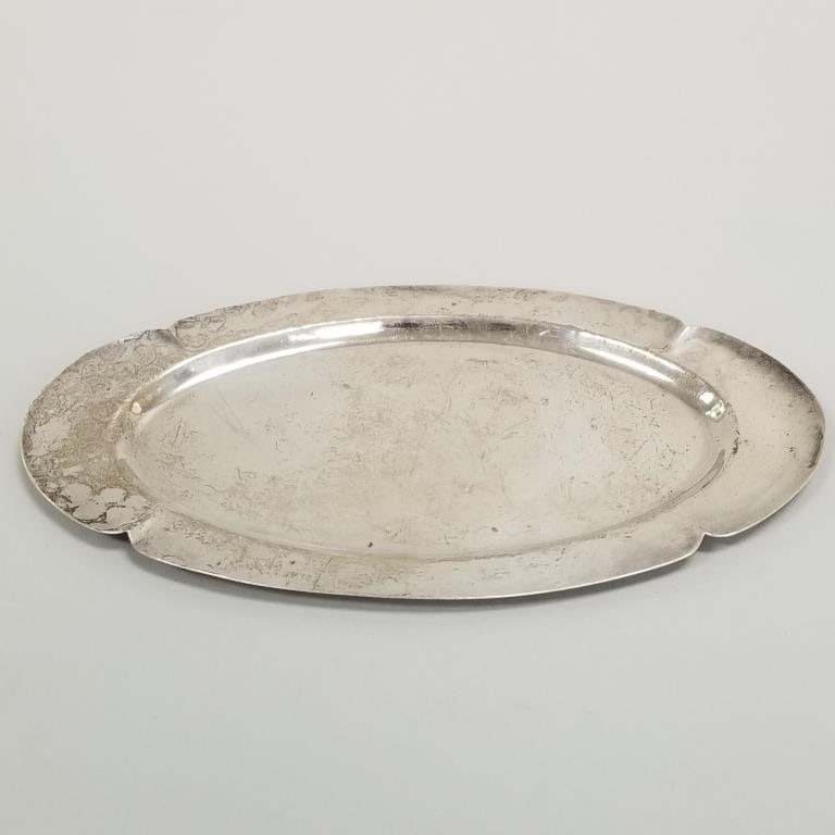 Cellini Craft hand wrought sterling oval tray- 9 toz- 10 1/2"W 5 5/8"D: Cellini Craft hand wrought sterling oval tray- 9 toz- 10 1/2"W 5 5/8"D