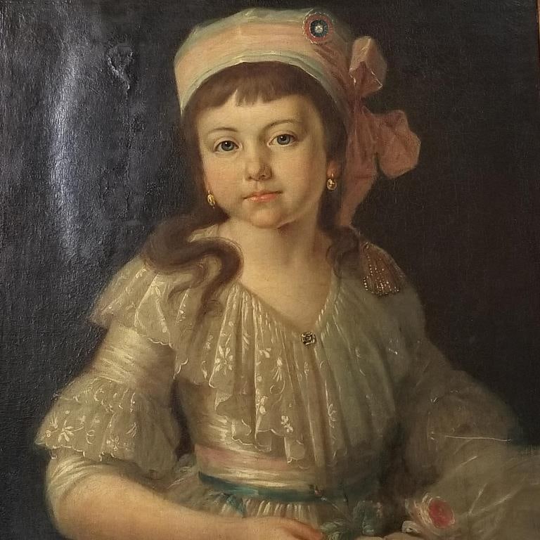 18th Century type portrait oil painting on canvas "Le Petite Republicaine" (1939 restoration) in (1 of 15)