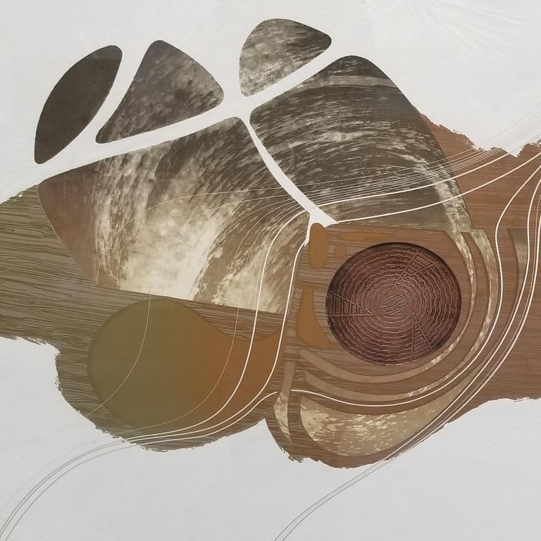 D Munz pencil signed & numbered 59/300 abstract artwork on paper "Heartwood" framed 39 3/4"H 30: D Munz pencil signed & numbered 59/300 abstract artwork on paper "Heartwood" framed 39 3/4"H 30 1/4"W