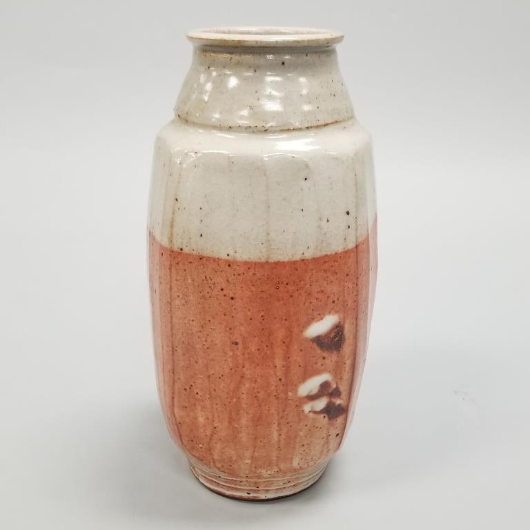 Warren MacKenzie unmarked tall shouldered vase- 2 color- 14 1/4"H (1 of 7)