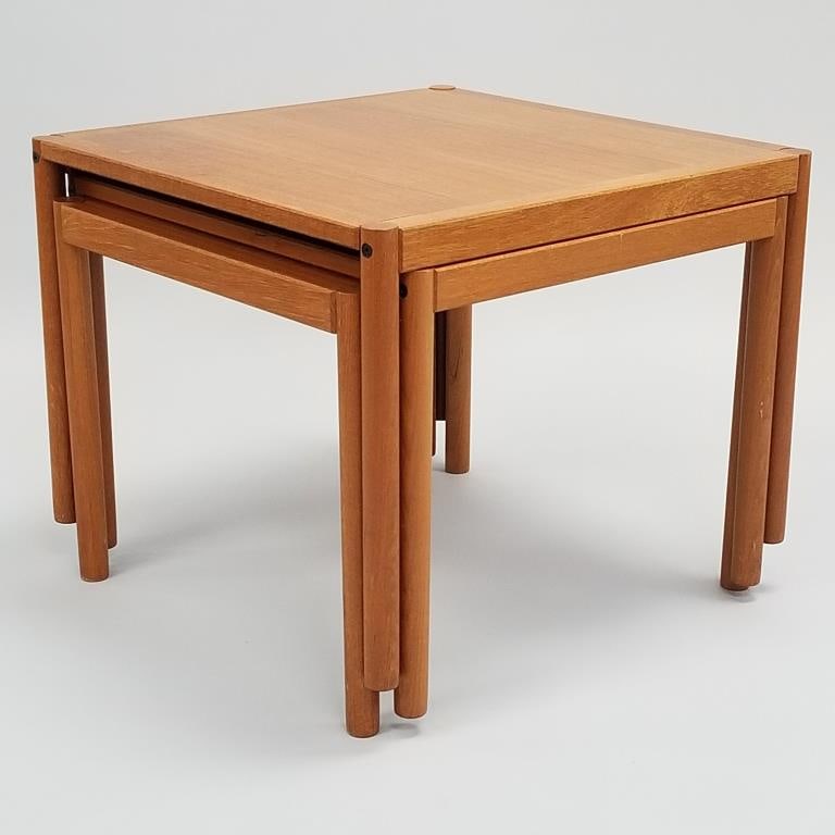 Trioh- Denmark teak set of 3 nesting tables- 18 1/4"H 22 3/8" square overall dimensions (1 of 14)