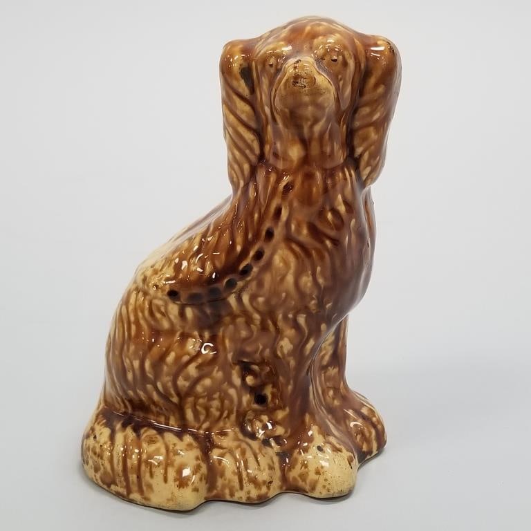 Antique Rockingham pottery spaniel figure 7 1/4"H 5"W 3"D (1 of 9)
