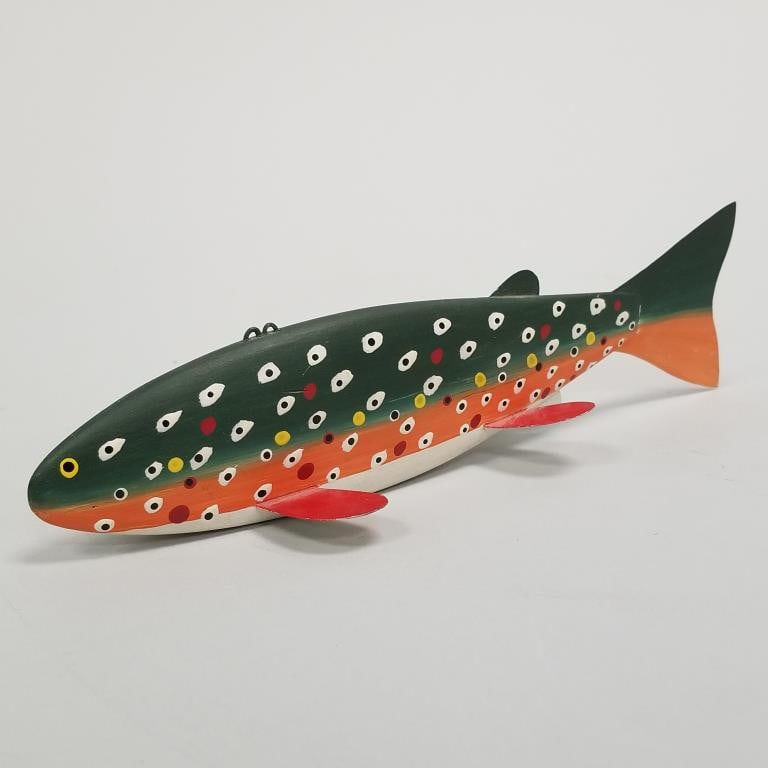 Louie Anderson (unsigned) fish decoy- Park Rapids, MN- circa 1970- 2"H 7 1/4"W 2 3/8"D (1 of 9)