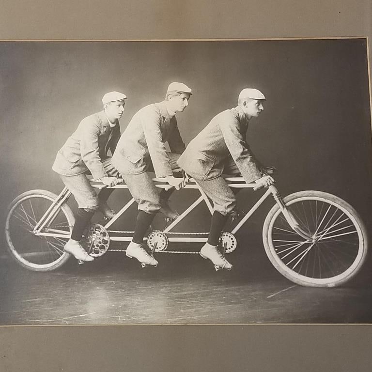 Vintage bicycle racing photograph- framed 23 1/2"H 27 1/2"W: Vintage bicycle racing photograph- framed 23 1/2"H 27 1/2"W