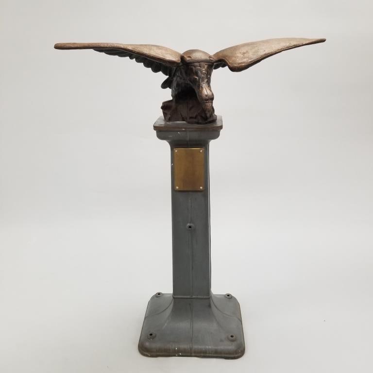 Antique cast iron eagle from ships pilot house on metal stand: eagle is 9 1/2"H 30 1/2"W 12"D 36 lbs (1 of 9)