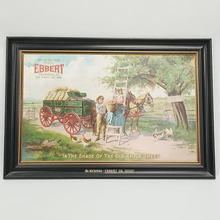 Original Ebbert Wagon- Owensboro, KY advertising tin sign- self framed- 25 1/2"H 37 1/2"W: Original Ebbert Wagon- Owensboro, KY advertising tin sign- self framed- 25 1/2"H 37 1/2"W