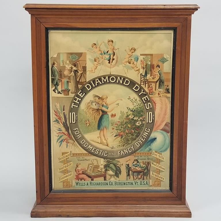 Diamond Dyes advertising cabinet "The Fairy" - 30 3/4"H 24"W 10"D (some minor scratches, overall (1 of 12)