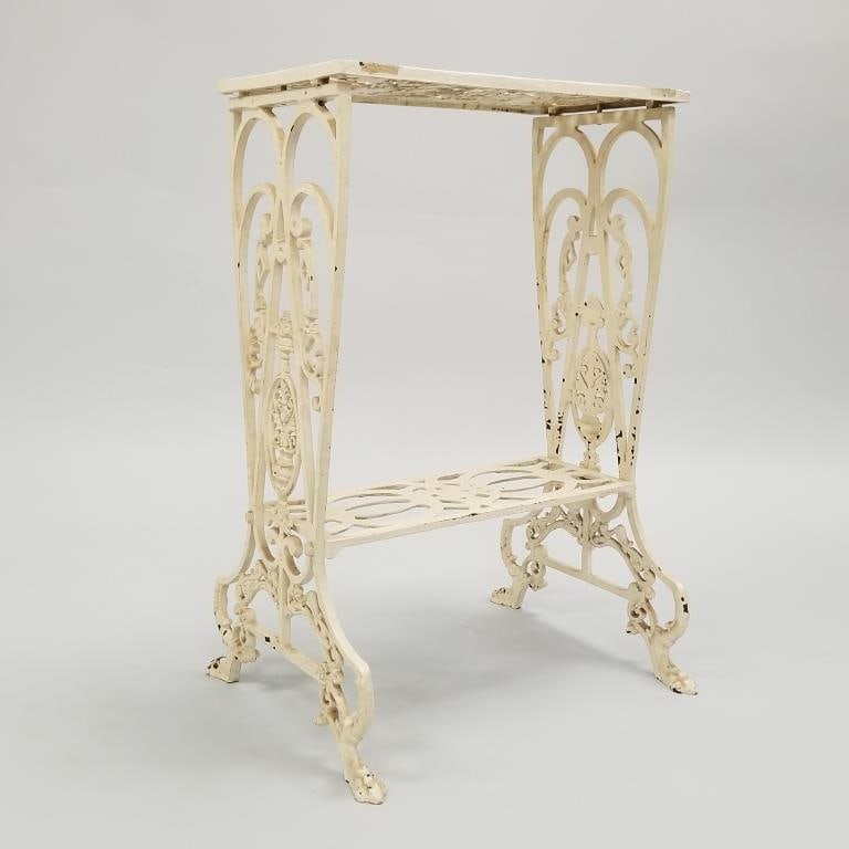 Painted cast iron stand with faces & claw feet- 28"H 18"L 10 3/4"D (1 of 11)