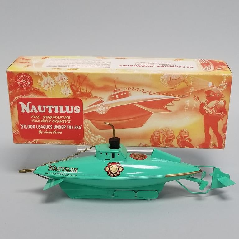 Nautilus Clockwork Submarine- Sutcliffe Pressings Ltd- Horsforth, Leeds- M.I.B.- 3 3/4"H 10 1/4"W 2 (1 of 20)
