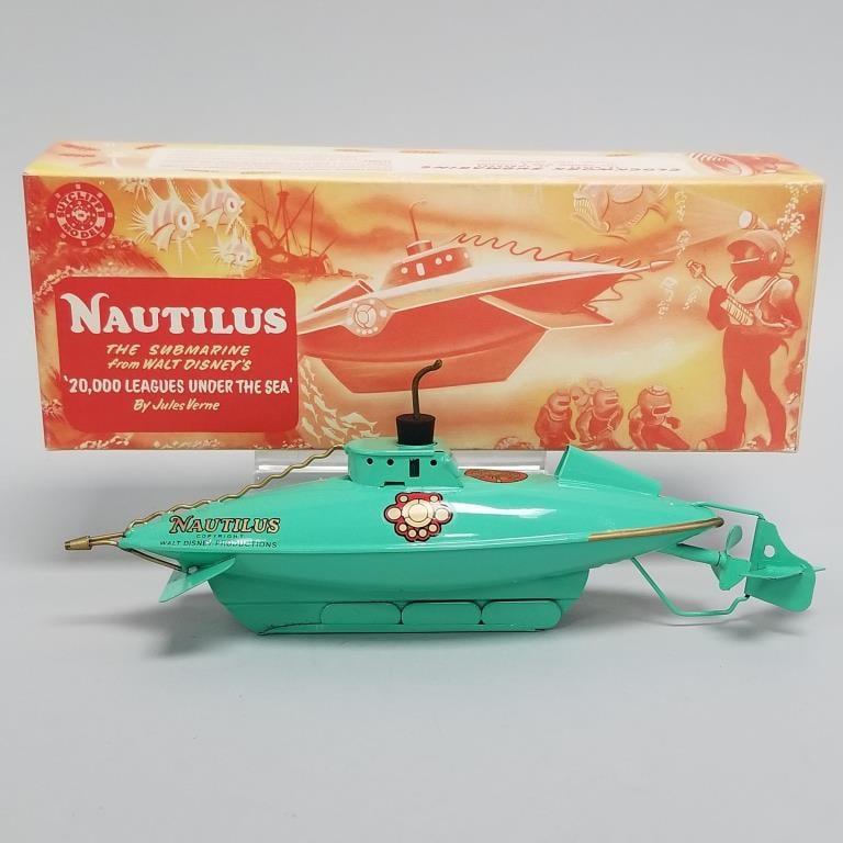 Nautilus Clockwork Submarine- Sutcliffe Pressings Ltd- Horsforth, Leeds- M.I.B.- 3 3/4"H 10 1/4"W 2 (1 of 18)