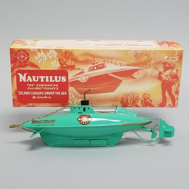 Nautilus Clockwork Submarine- Sutcliffe Pressings Ltd- Horsforth, Leeds- M.I.B.- 3 3/4"H 10 1/4"W 2 (1 of 20)