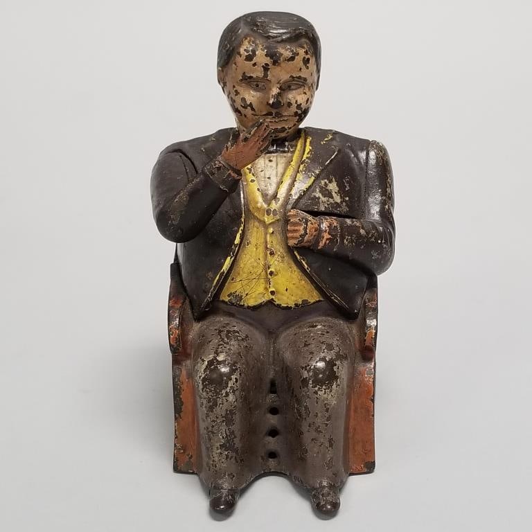 "Tammany Bank" mechanical cast iron bank- J&E Stevens- 5 3/4"H 4 1/2"L 3 1/2"W (1 of 12)