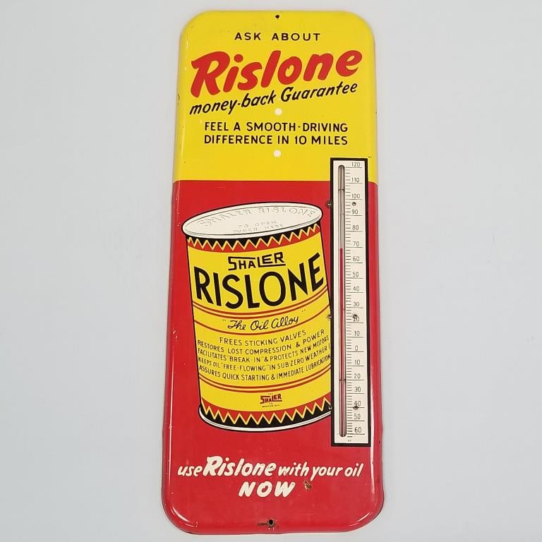 Shaler Rislone advertising thermometer- 25 1/2"H 9 7/8"W (1 of 10)