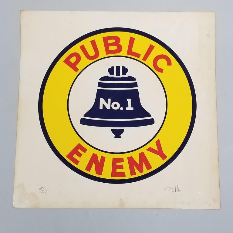 Robert Cenedella pencil signed vintage 1969 Public Enemy No. 1" poster (as seen) #65/250- approx. 22: Robert Cenedella pencil signed vintage 1969 Public Enemy No. 1" poster (as seen) #65/250- approx. 22 1/2"H 22 1/2"W unframed