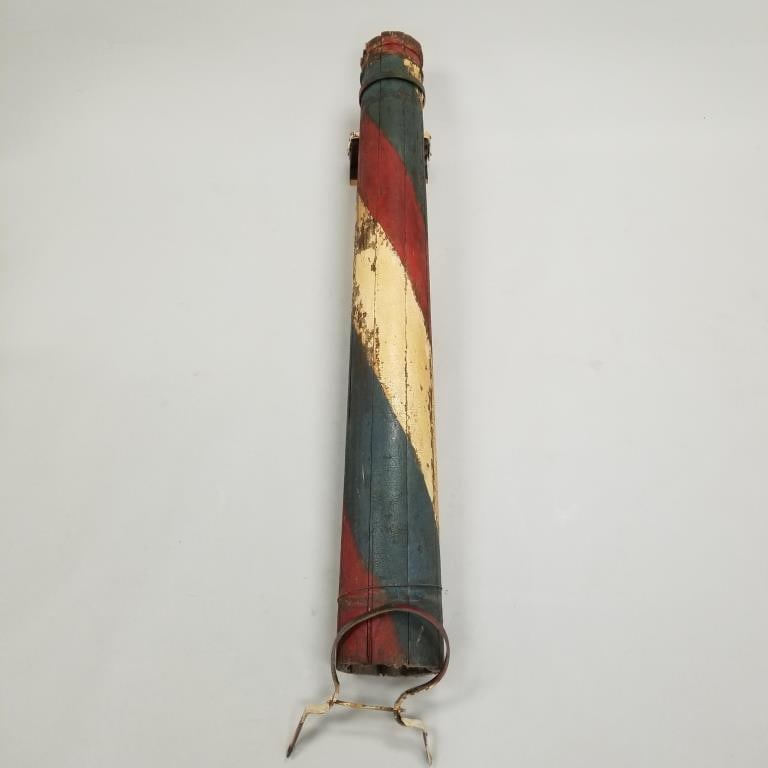 Antique wooden barber pole with mounting bracket- 62"H (1 of 9)