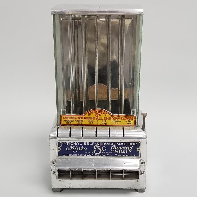 National self service 5 cent Mints & Chewing Gum vending machine- 15 1/4"H 8"W 6"D (1 of 13)