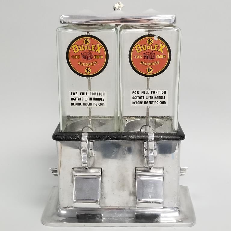 Duplex 1 cent 2 compartment vending machine- 15 1/2"H 11 3/4"W 6"D: Duplex 1 cent 2 compartment vending machine- 15 1/2"H 11 3/4"W 6"D