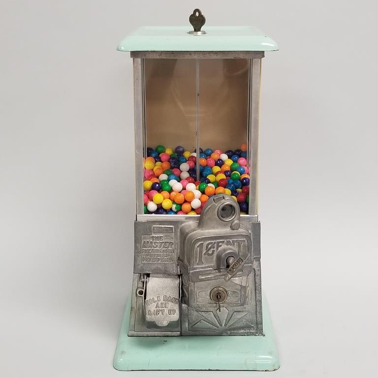 Master 1 cent gum ball vending machine- 16"H 8 1/4"W 8 1/4"W (1 of 14)