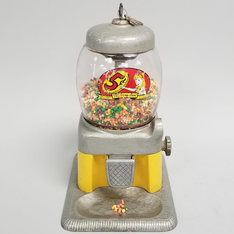 Acme Vending Co. 5 cent gum dispenser- 10"H 6 1/4"W 8"D (1 of 11)