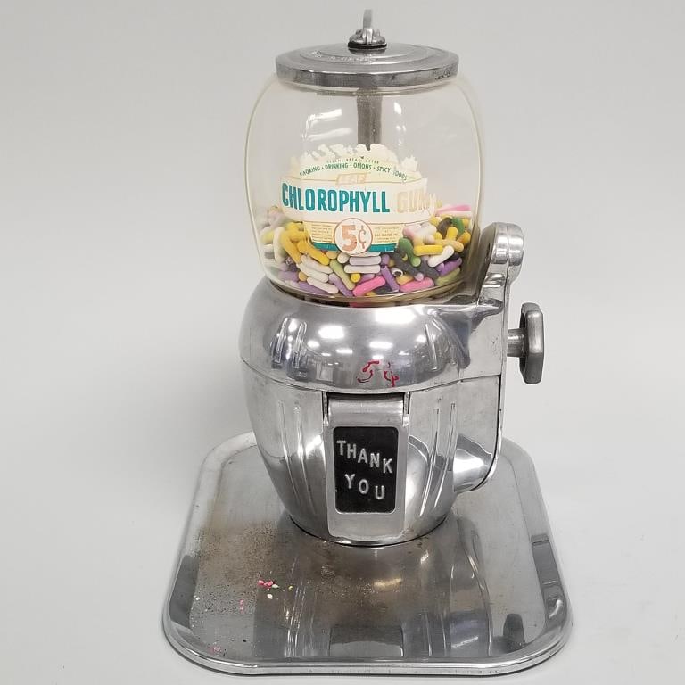 Leaf 5 cent Chlorophyll Gum dispenser- chrome plated- 11"H 8"W 10"D (1 of 13)