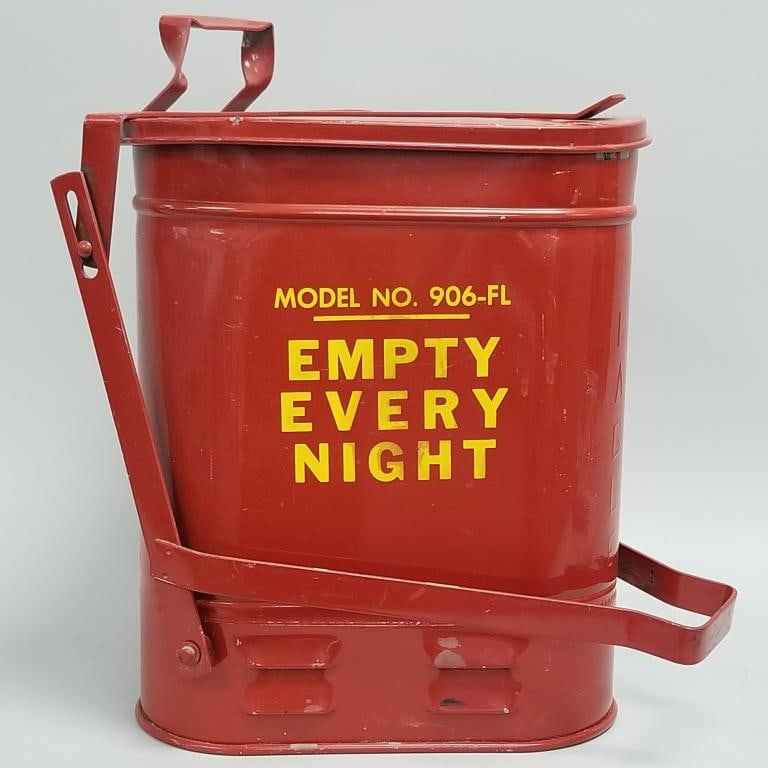 Vintage "Empty Every Night" flip top waste can- model 906-FL- 19"H 14 1/2"W 17"D (1 of 15)