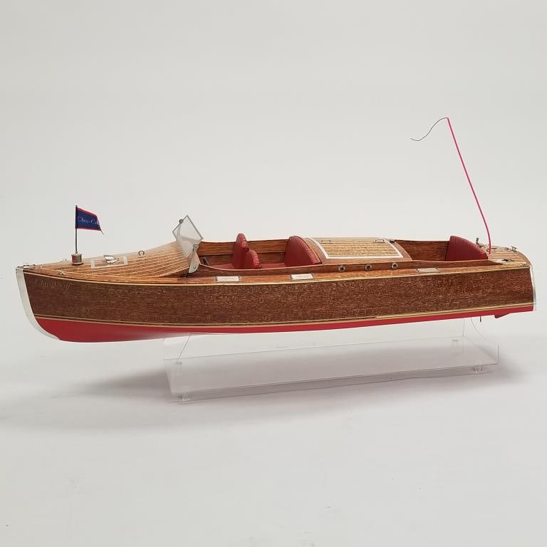 Large Cris Craft wooden model boat on stand- 13 1/2"H 36 1/2"W 10"W (1 of 20)