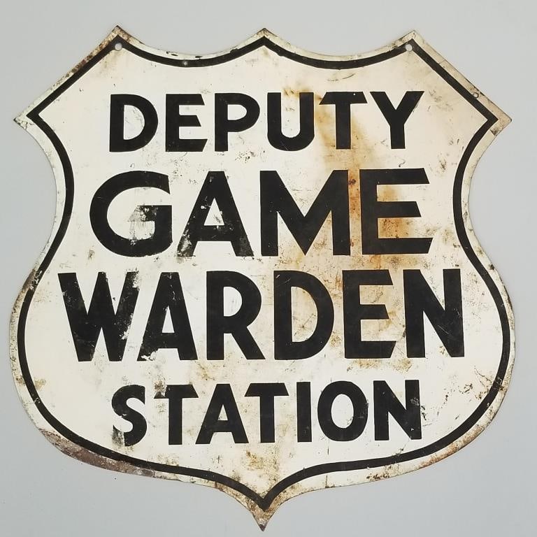 Deputy Game Warden Station advertising double sided shield motif sign- 24 1/2"H 24 1/4"W (1 of 14)