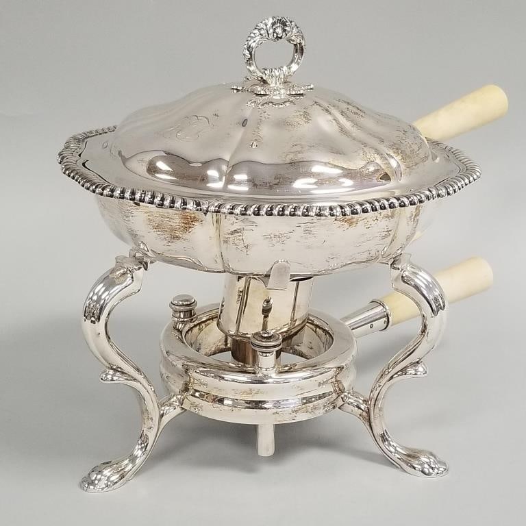 Tiffany & Co. silverplate chafing dish- 11"H 15"L 10"D- monogrammed (1 of 16)