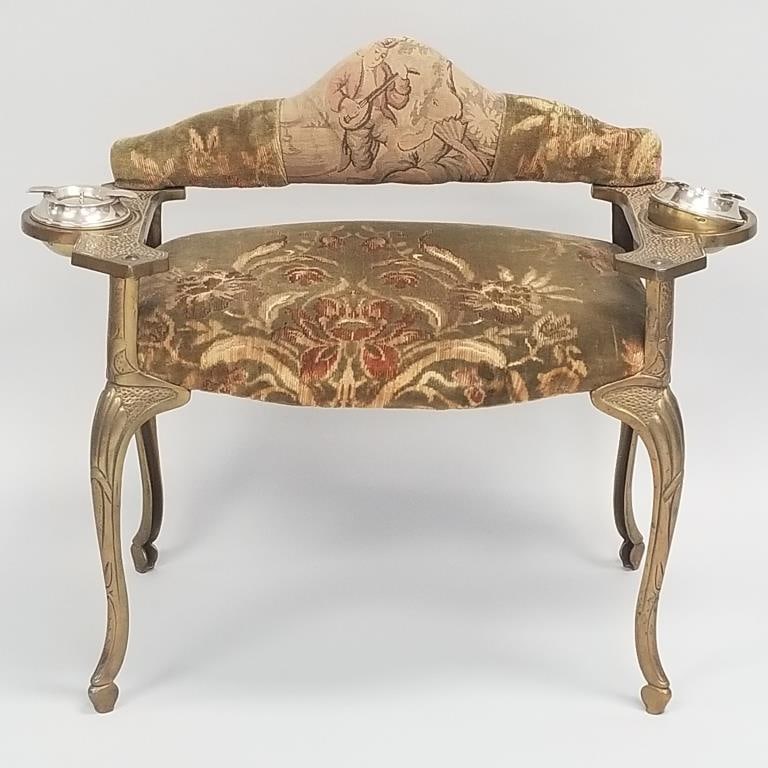 Unique Art Deco bench with ash trays- 24 1/4"H 28 1/2"W 14"D: Unique Art Deco bench with ash trays- 24 1/4"H 28 1/2"W 14"D