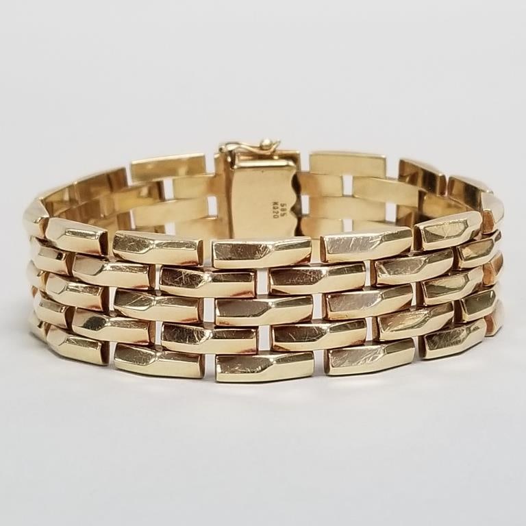 14K gold tank link bracelet- 42G; 7 3/4"L 3/4"W (1 of 10)