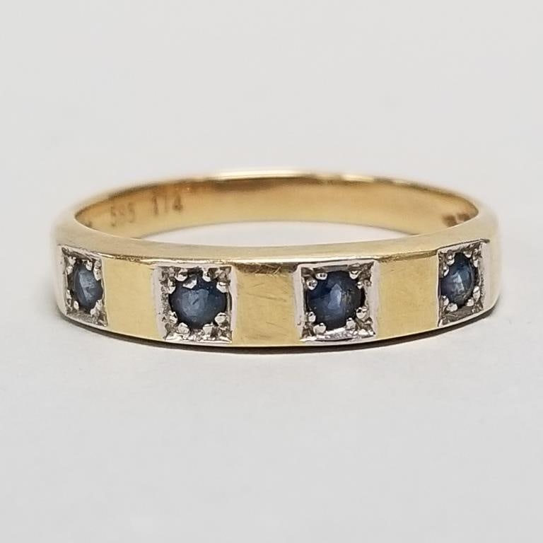 14K gold & sapphire ring- 3.5g; size 10: 14K gold & sapphire ring- 3.5g; size 10